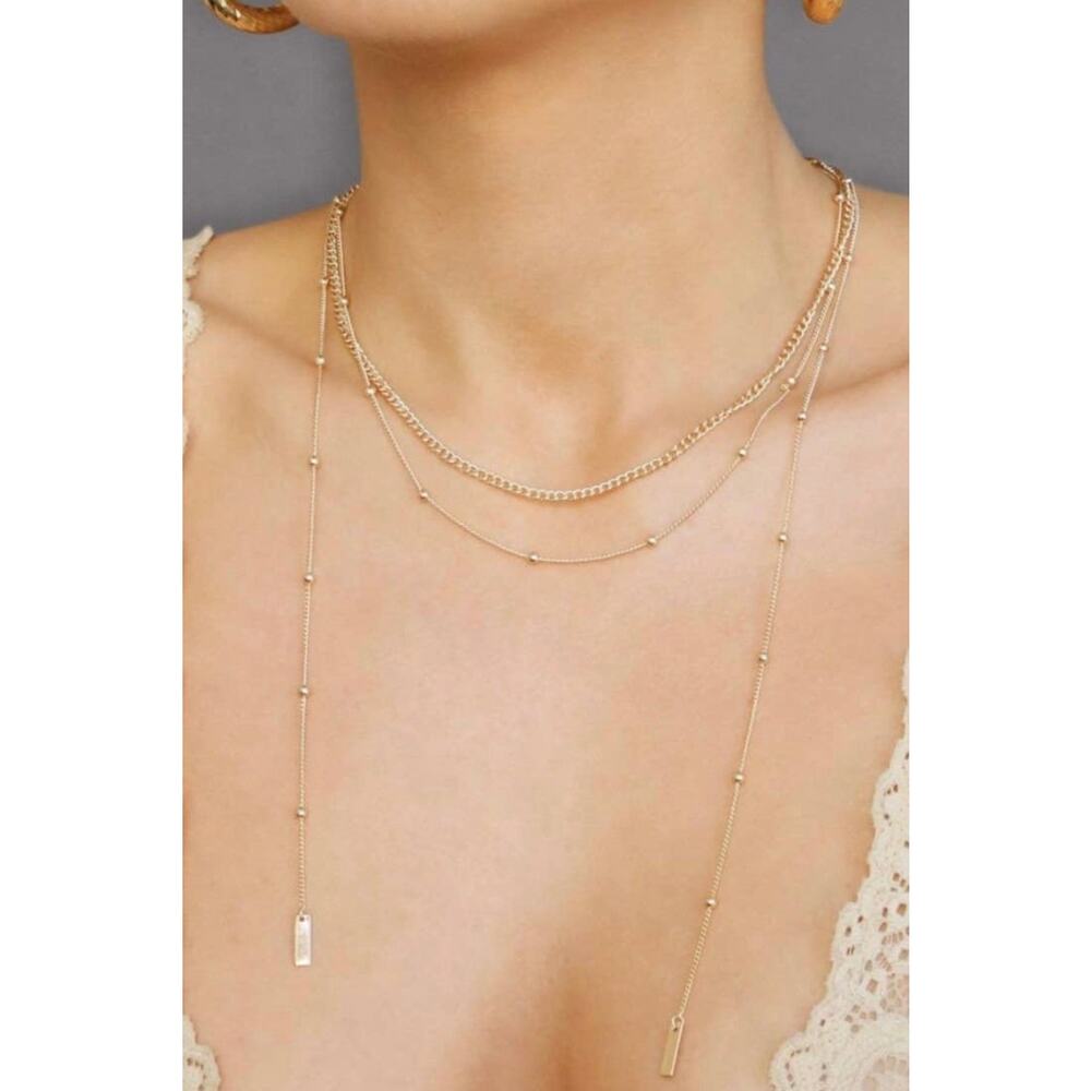 Ettika Revolve Gold Dangling Layer Necklace